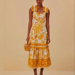 FARM Rio Off White Aura Midi Dress